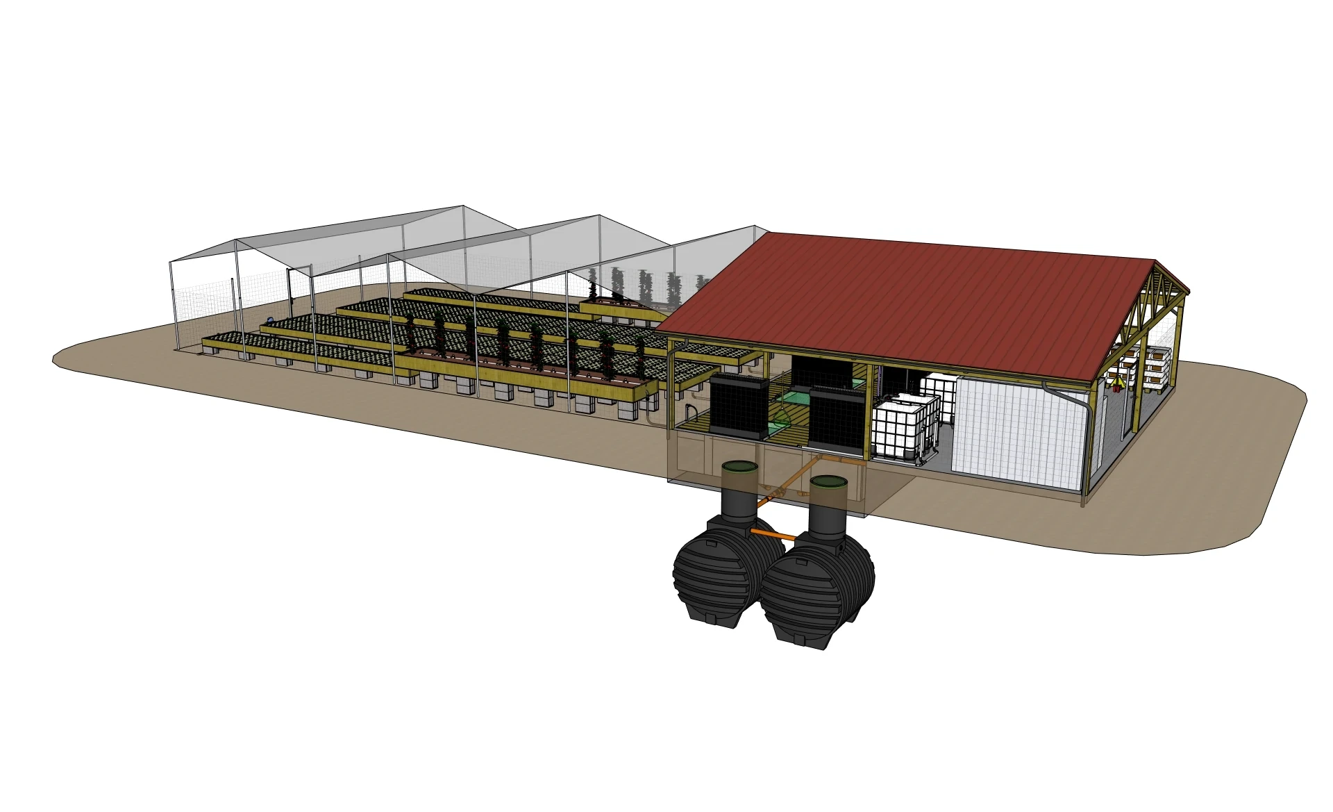 Aquaponics System Hot Climate Total View